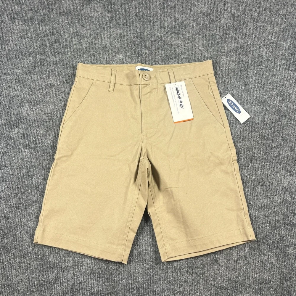Old Navy Built in Flex Chino Shorts‎ Kids 8 Beige Stretch Mid Rise Lot of 2